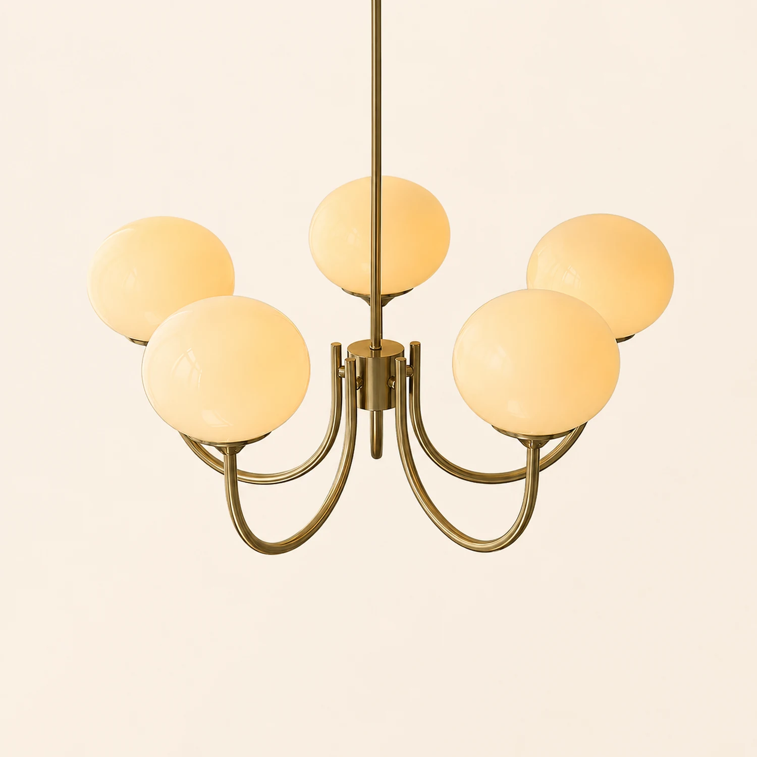 Hailie Retro Art Deco Globe Chandelier, White/Pink/Beige - Lumpaz