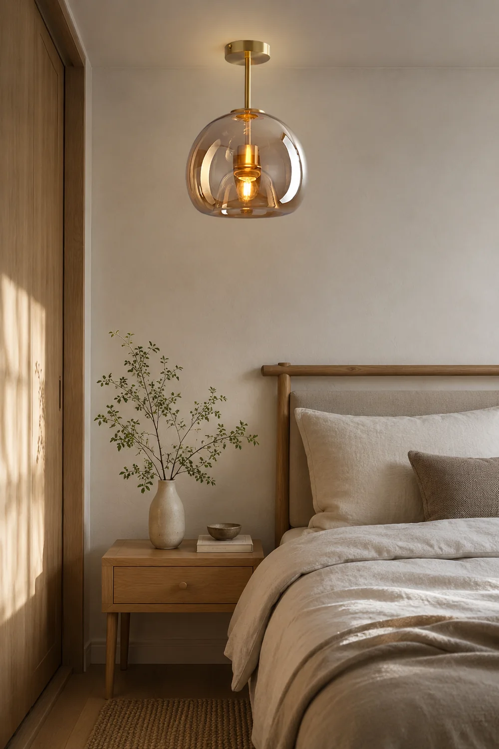 Sanna Modern Dome Glass Semi-Flush Mount Ceiling Light/Pendant Light, Gold/Black - Lumpaz