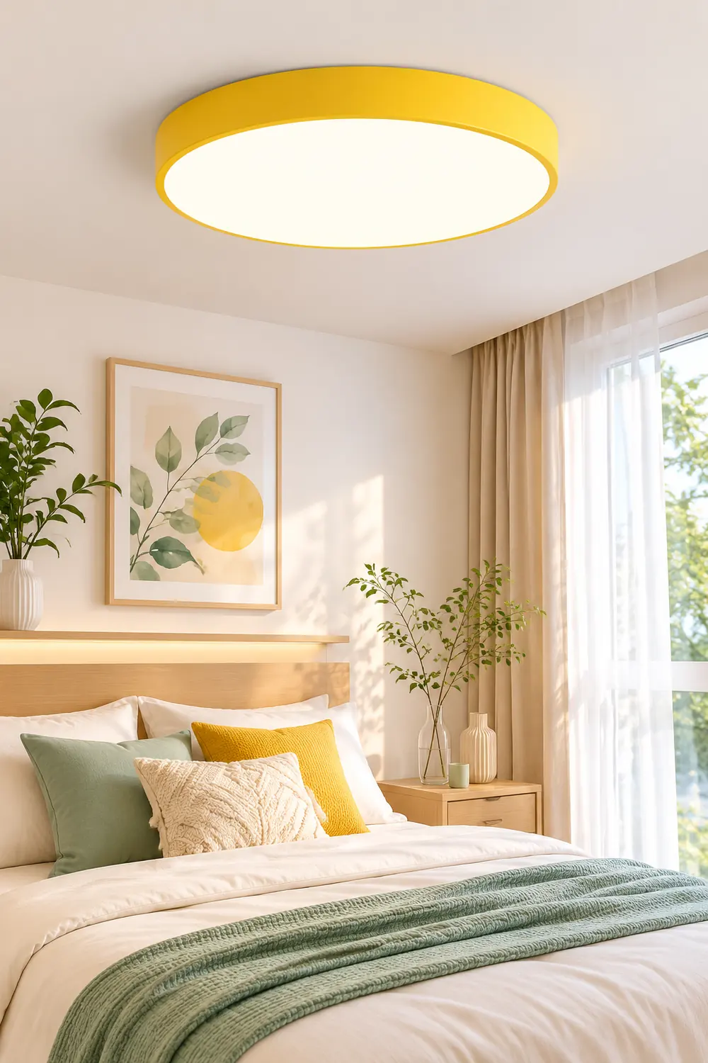 Morandi Ceiling Light Round Flush Mount Yellow/Blue/Green/Pink/Gray Bedroom - Lumpaz