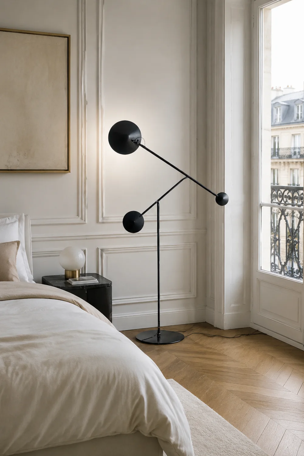 Avi Post Modern Metal Floor Lamp, Black - Lumpaz