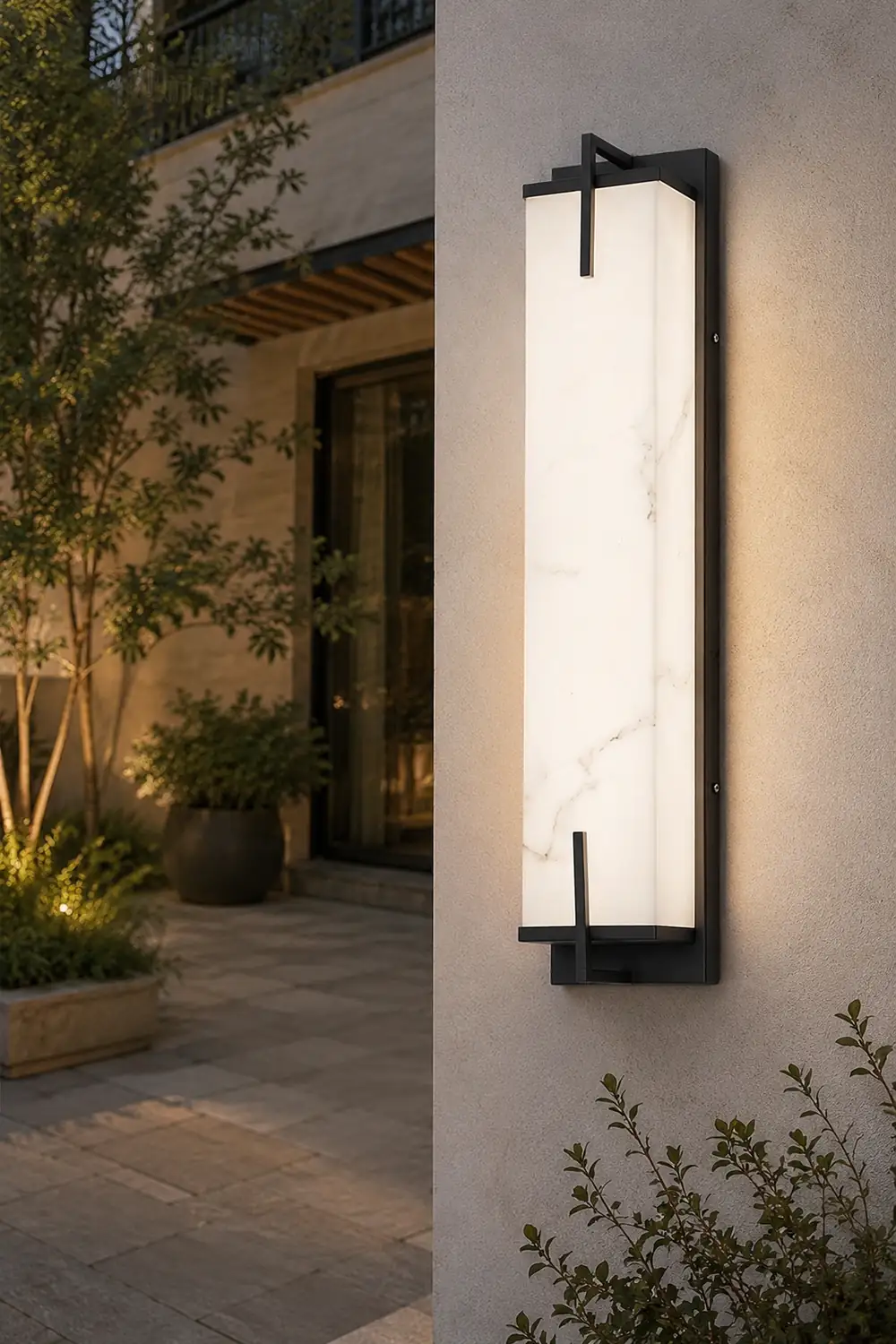 Resin Rectangular Waterproof LED Black Modern Outdoor Sconce Lighting - Lumpaz
