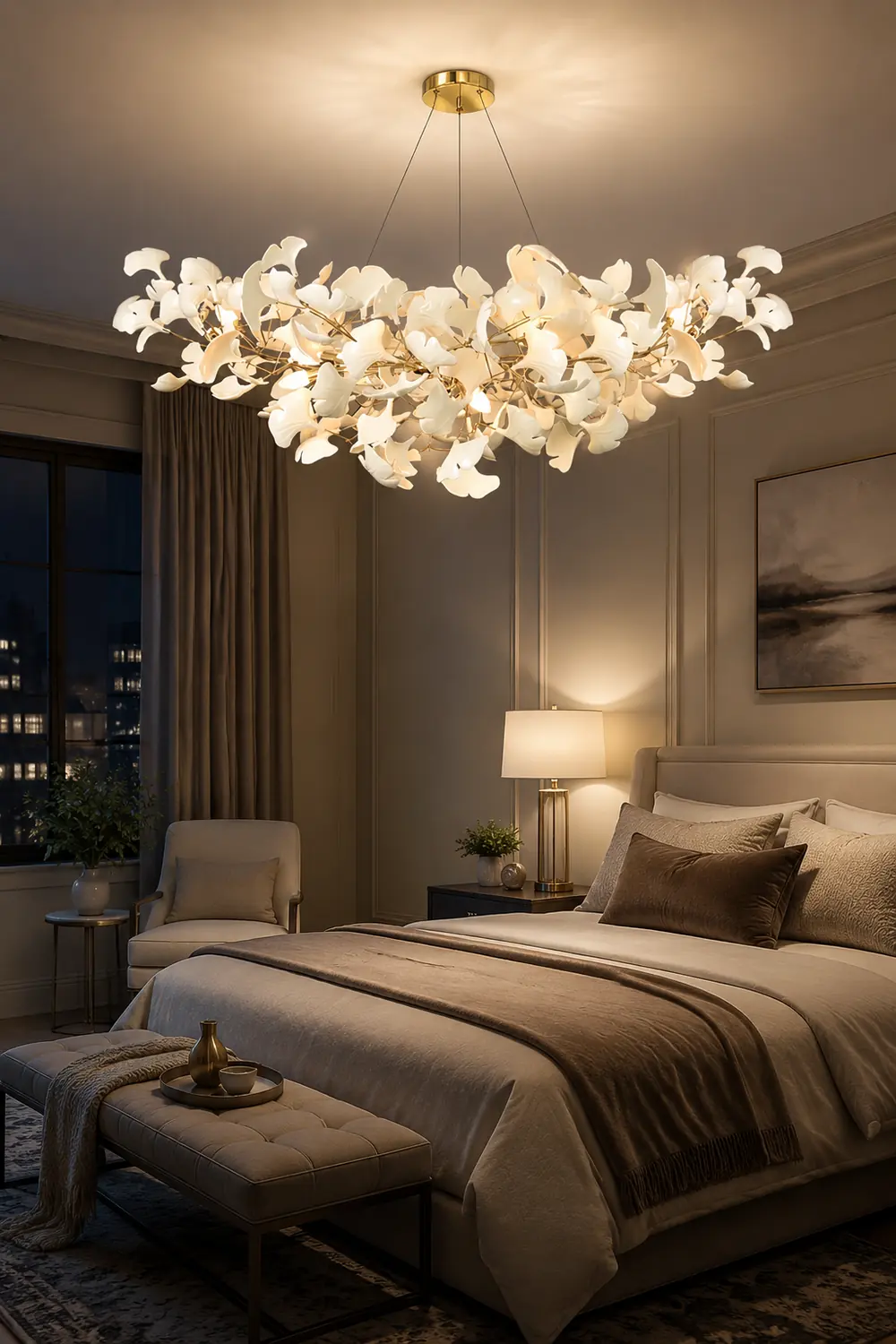 Ophelia Modern Luxury Gold Entryway Chandelier Metal/Ceramics Living Room - Lumpaz