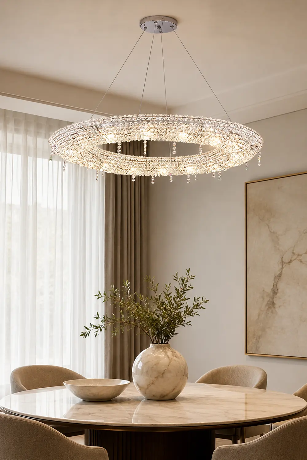 Kristy Luxury Round Crystal Pendant Light for Living Room/Dining Room - Lumpaz