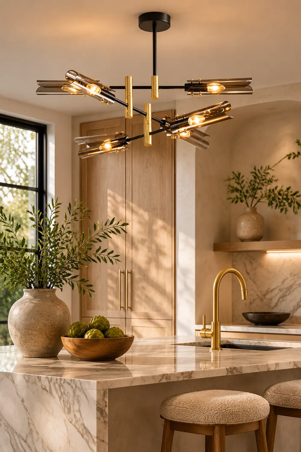Sanna Modern Metal/Glass Semi-Flush Mount Ceiling Light, Gray/Amber - Lumpaz