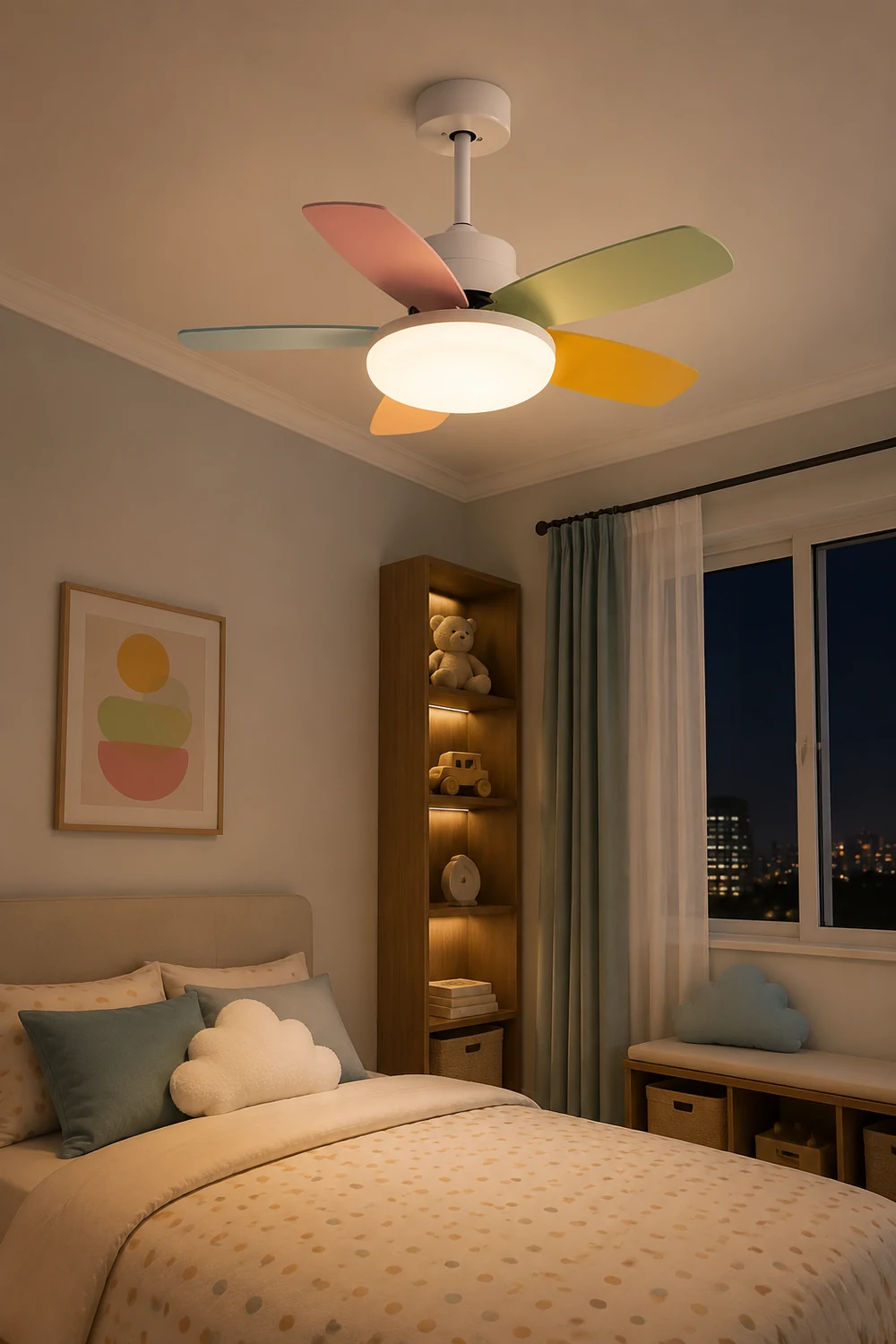 Morandi Colorful DC Ceiling Fan with Light, Summer, 42'' - Lumpaz