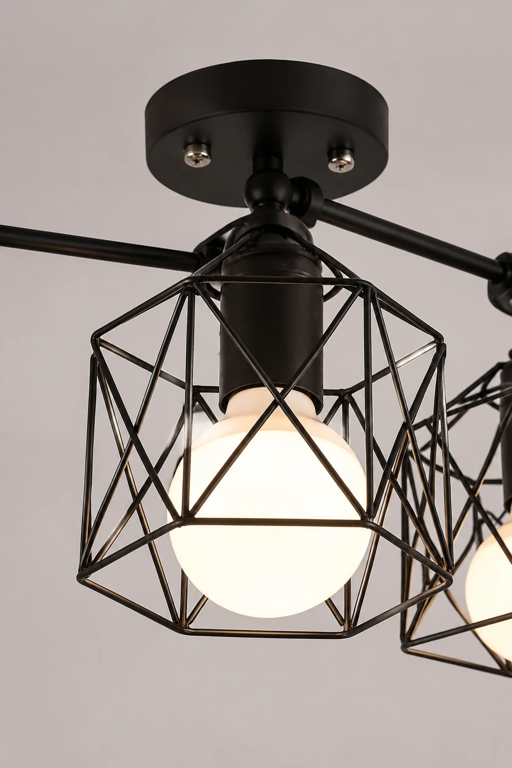 Herbert Black Semi-Flush Mount Ceiling Light - Lumpaz