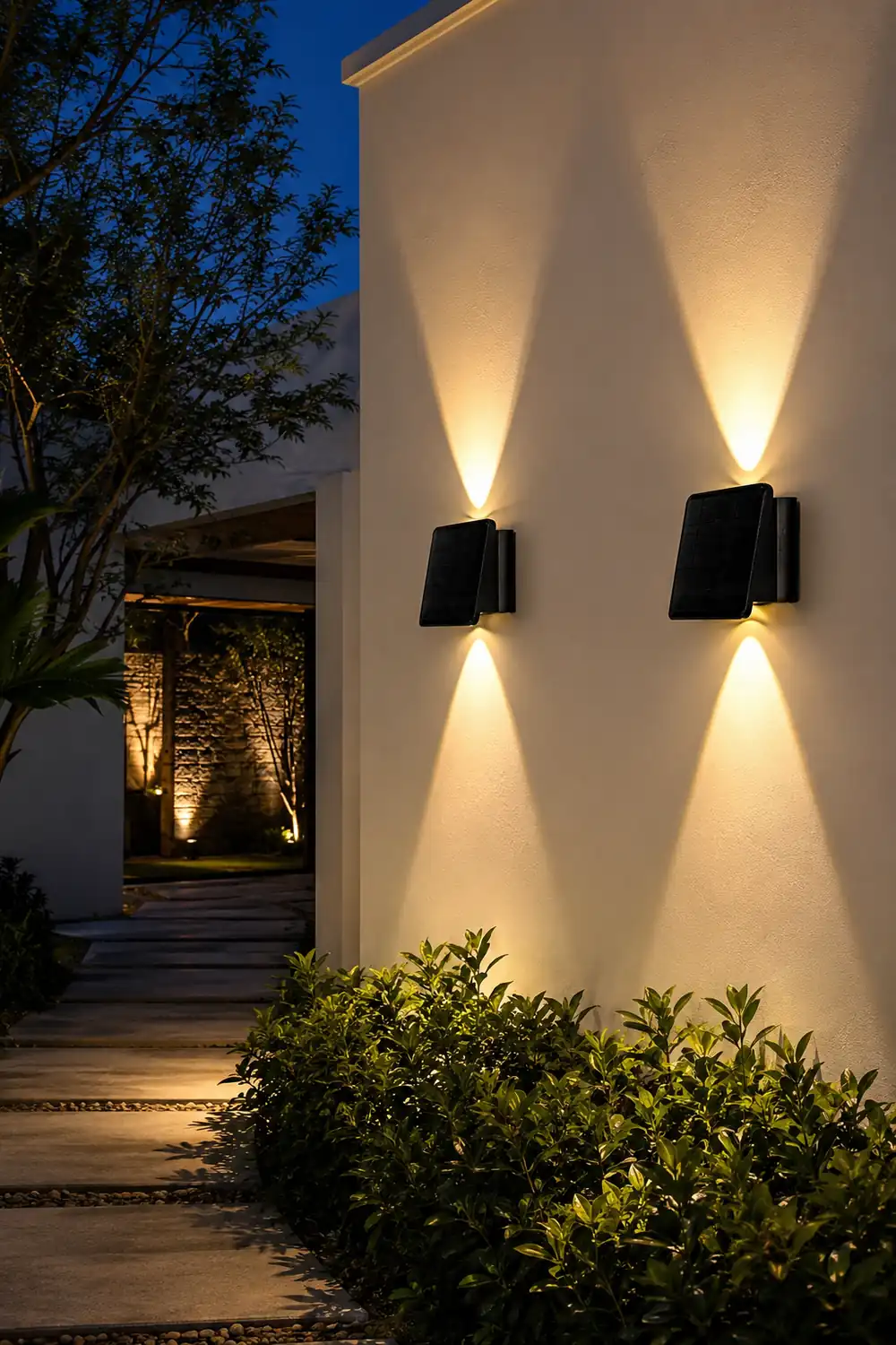 Up and Down Lighting LED Waterproof Black Modern Solar Wall Lights - Lumpaz