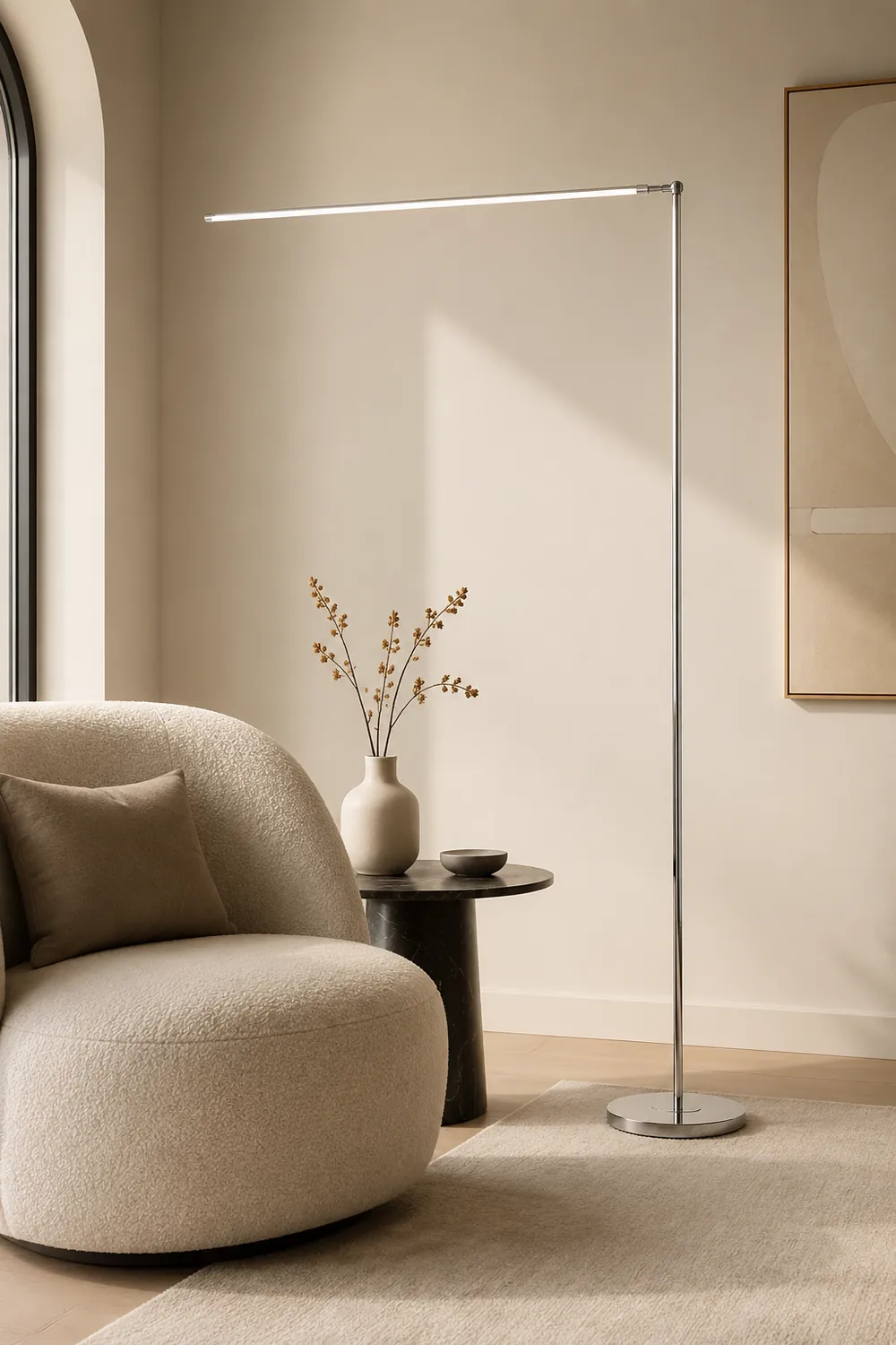 Modern Steamline Minimalist linear Floor Lamp, 2 Color - Lumpaz