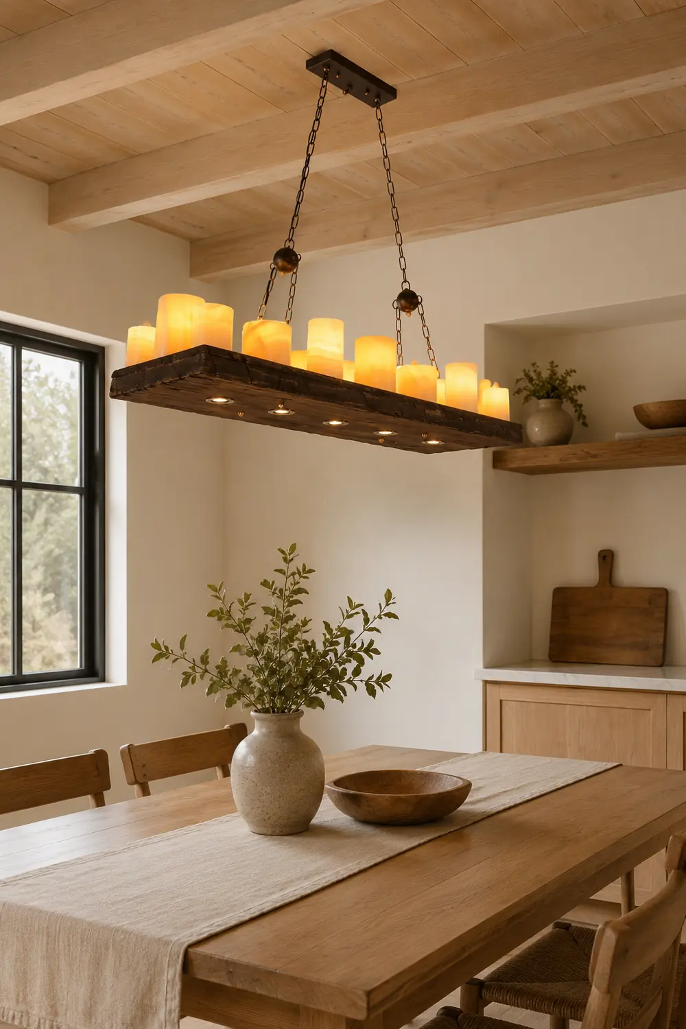 Austin Farmhouse Candle Metal/Glass/Wood Chandelier - Lumpaz