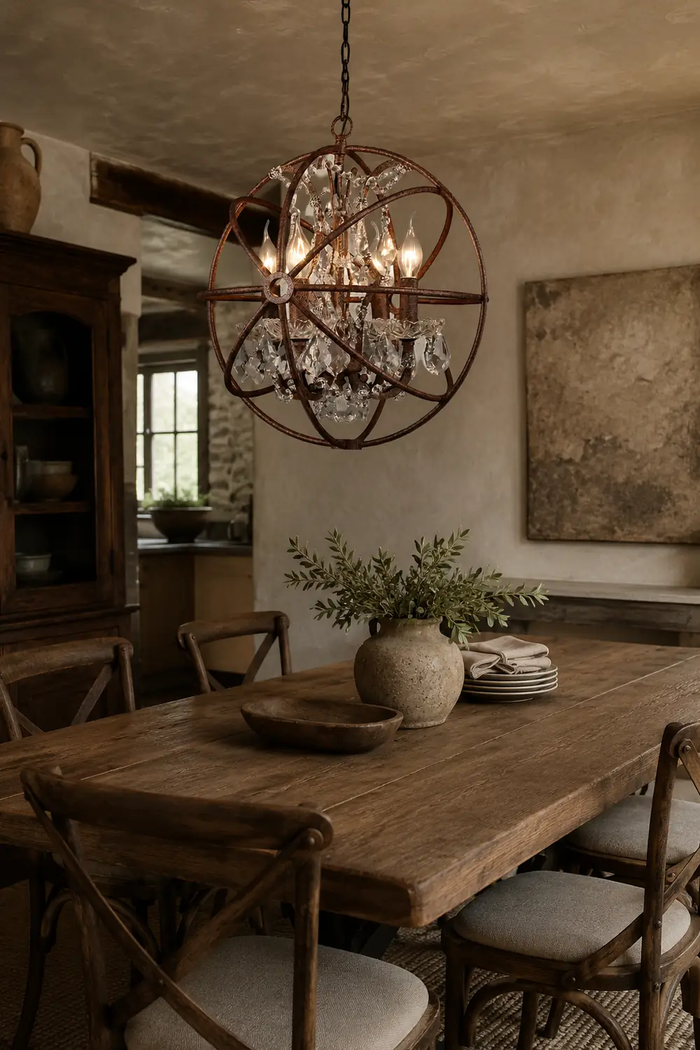 Kristy Rustic Vintage Candle Metal Pendant Light Black/Rust Bedroom - Lumpaz