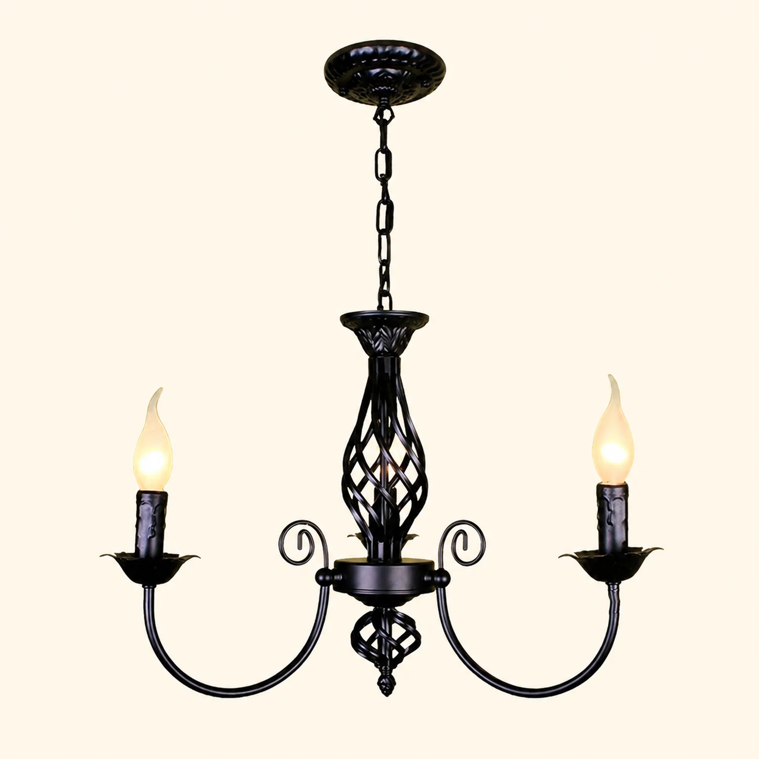 Silva Pendant Light Candle Retro, Metal/Glass, Black/White, Restaurant - Lumpaz