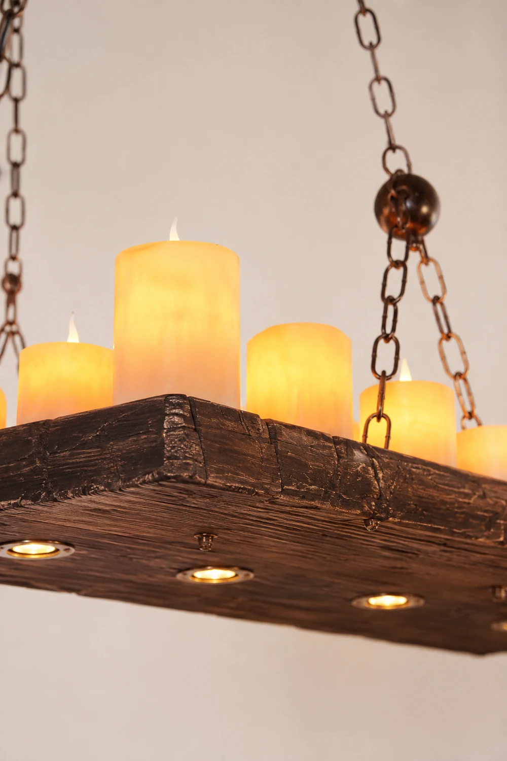 Austin Farmhouse Candle Metal/Glass/Wood Chandelier - Lumpaz