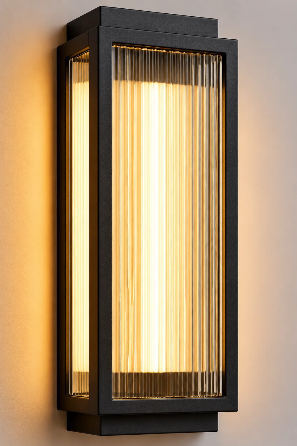 Rectangular Waterproof LED Black Modern Outdoor Wall Light - Lumpaz