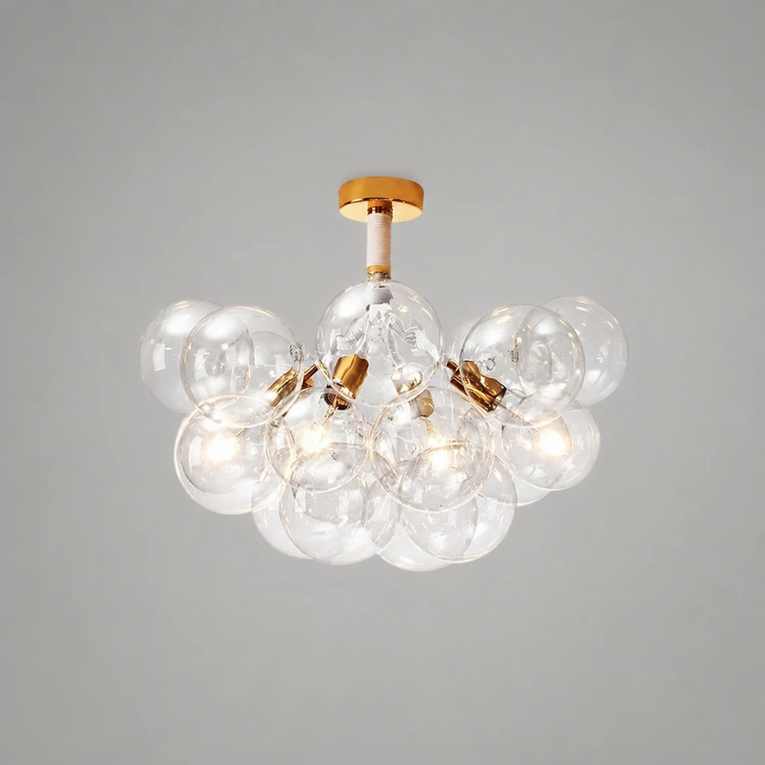 Valentina Modern Multi Globe Acrylic Ceiling Light, Gold/Chrome - Lumpaz
