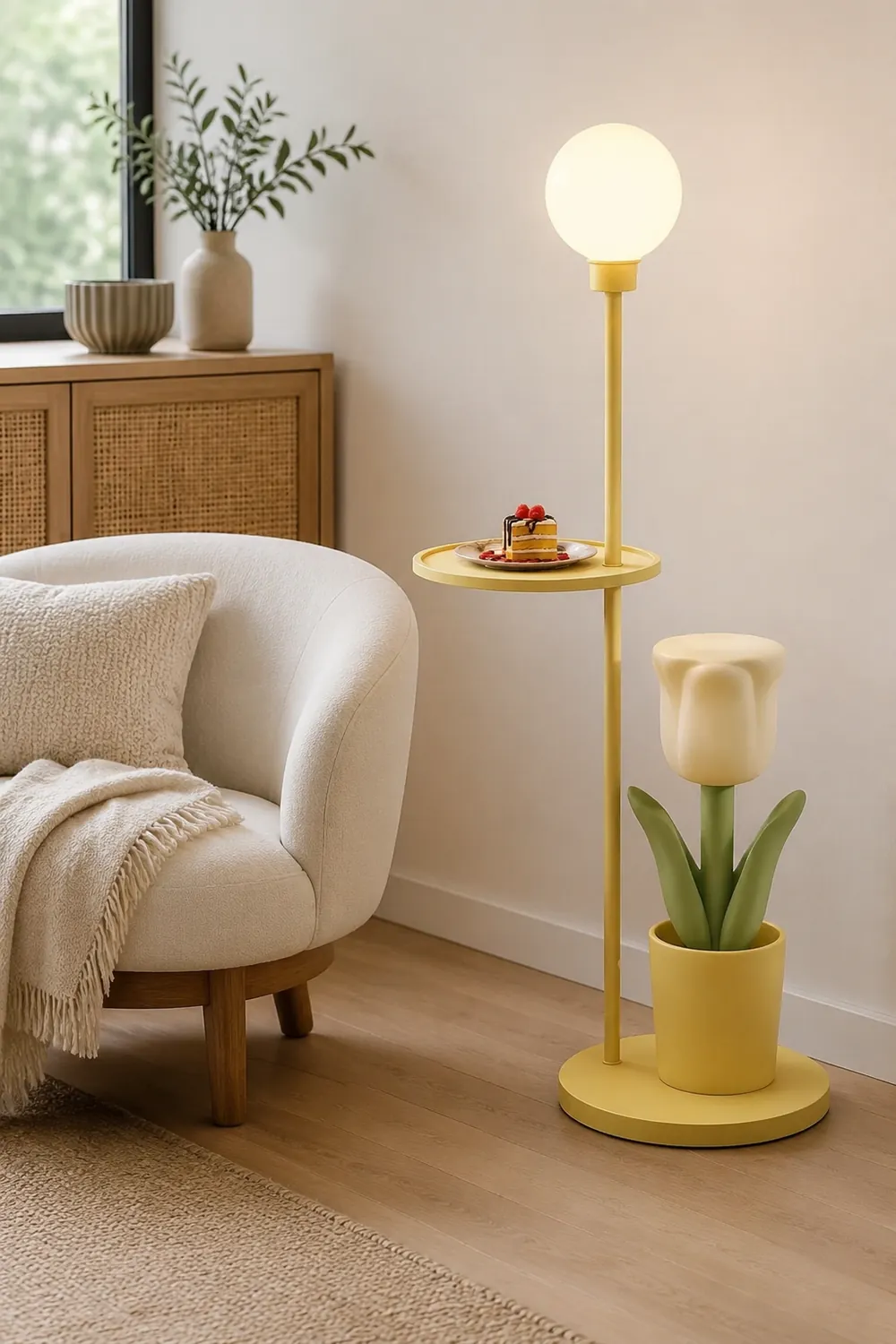 Lily Modern Floor Lamp Pink/Yellow/Purple Metal/Glass Bedroom - Lumpaz