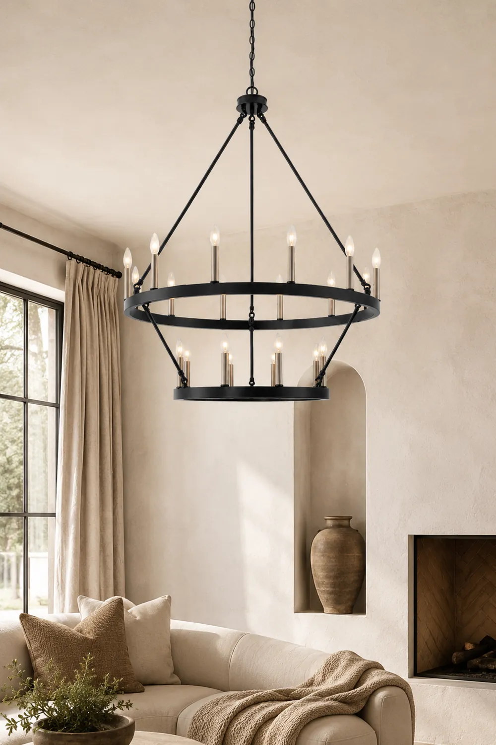 Silva Modern Industrial LED Chandelier Black Metal  Living Room - Lumpaz