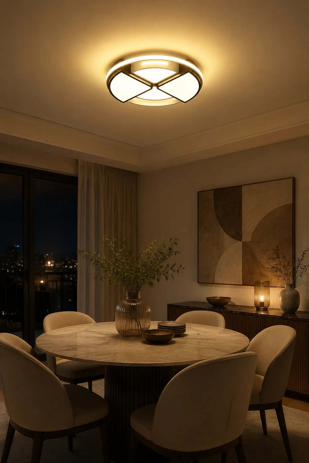 Quinn Modern Round Flush Mount Ceiling Light, Black&White - Lumpaz