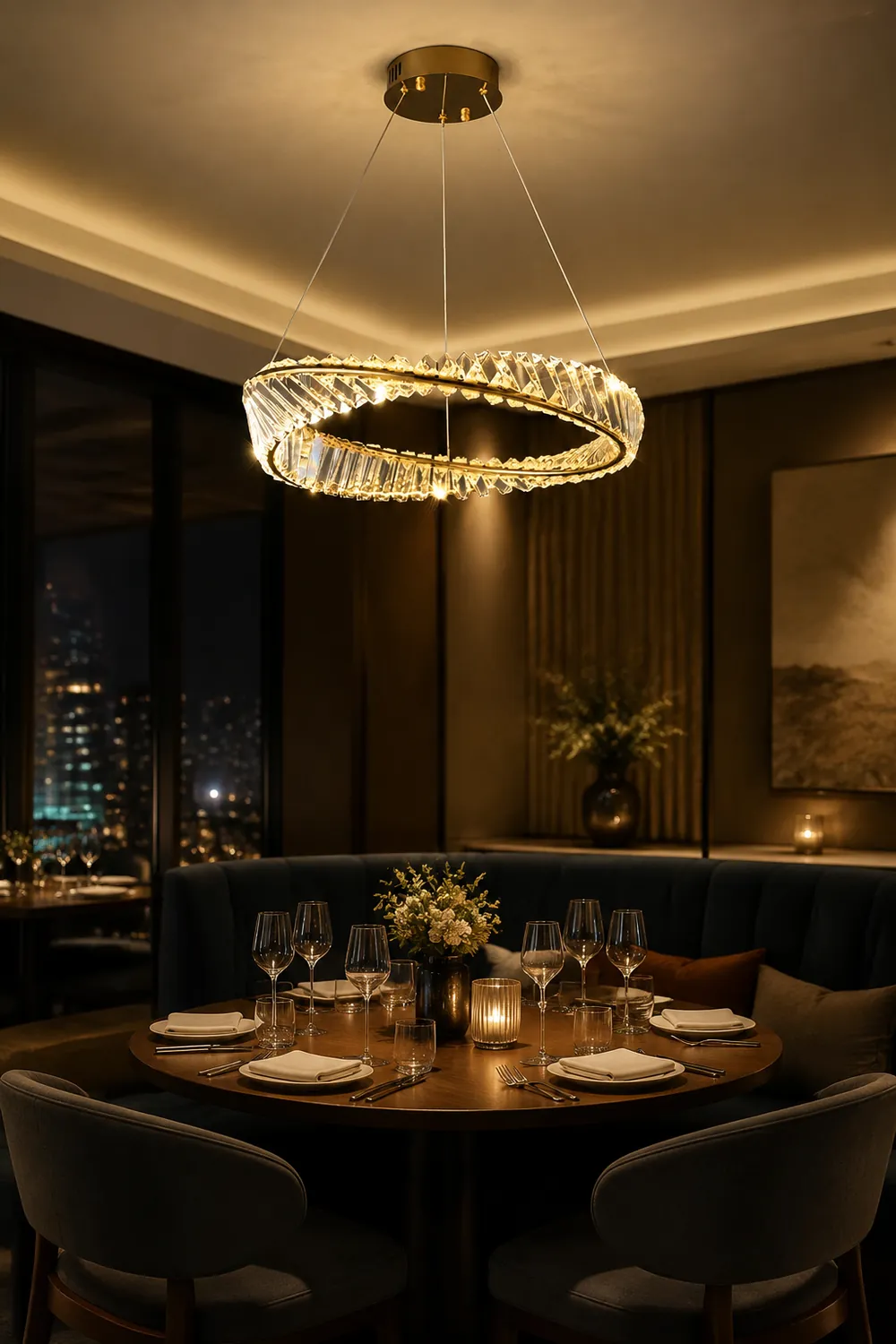 Kirsten Modern Luxury Round Metal/Glass Chandelier, Gold - Lumpaz