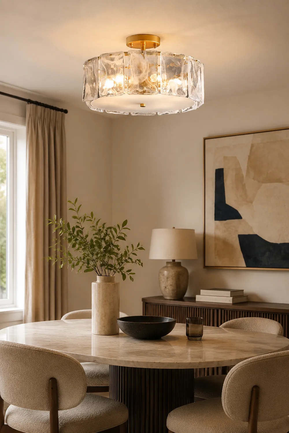 Kirsten Modern Glass Flush Mount Ceiling Light - Lumpaz