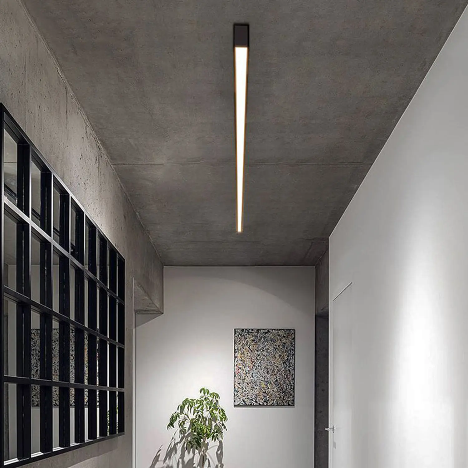 Edge Modern LED Linear Black Metal Flush Mount Ceiling Light - Lumpaz