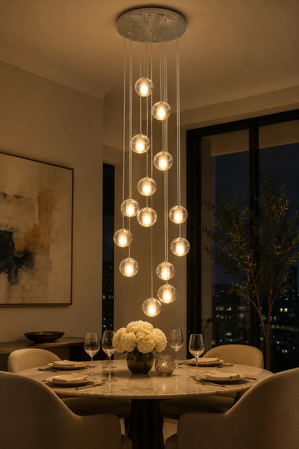 Hailie Modern Multi Clean Globe Pendant Light, Foyer - Lumpaz