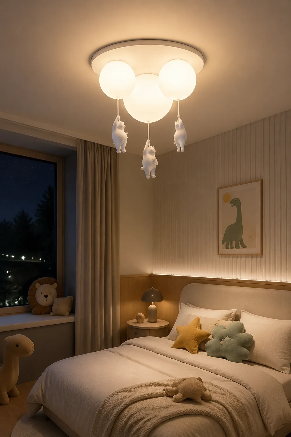 Fateh Bear Balloon LED Flush Mount Ceiling Light 3 Style White - Lumpaz