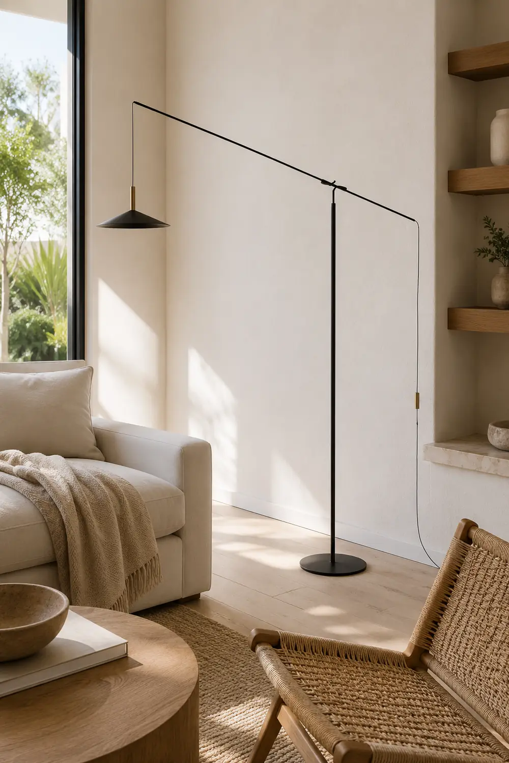 Carins Floor Lamp Italian Unique Modern, Metal Adjustable, Black, Living Room - Lumpaz