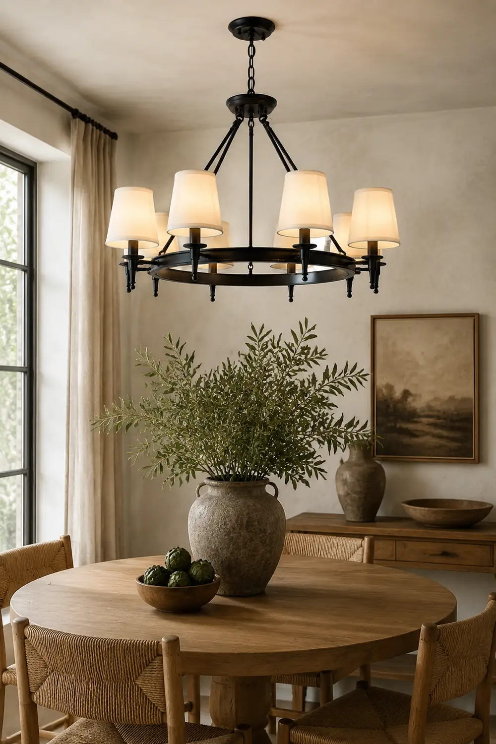 Alessio Vintage Ring Metal/Fabric Chandelier, Black/Copper - Lumpaz