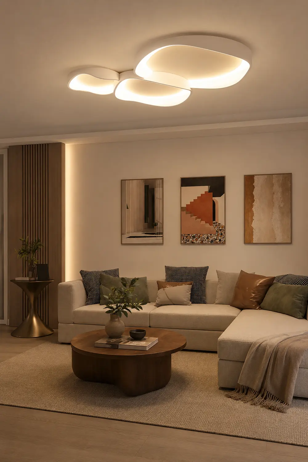 Arisha Modern Wave Flush Mount Ceiling Light White Living Room - Lumpaz