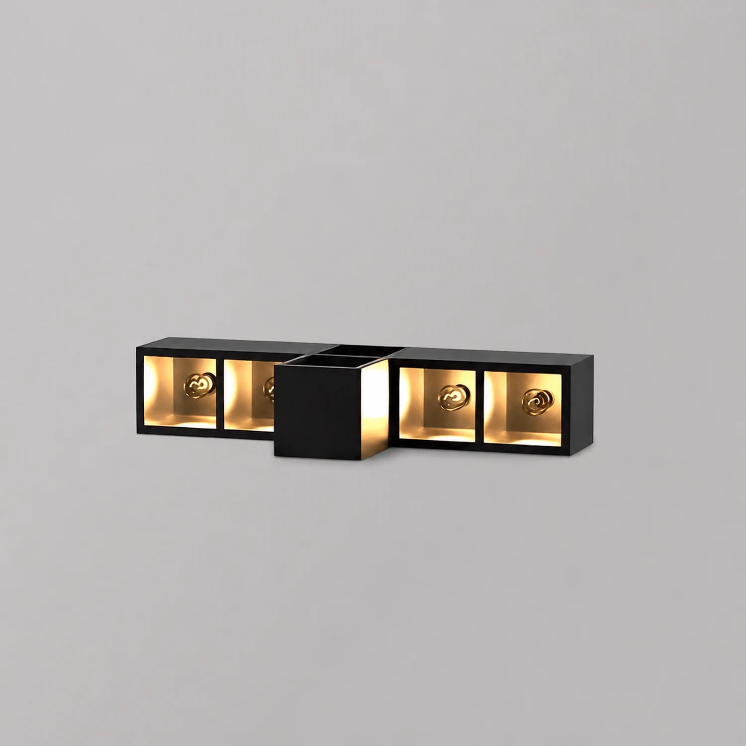 Waterproof Creative Square Combination LED Black Wall Lamp with Flowerpot - Lumpaz