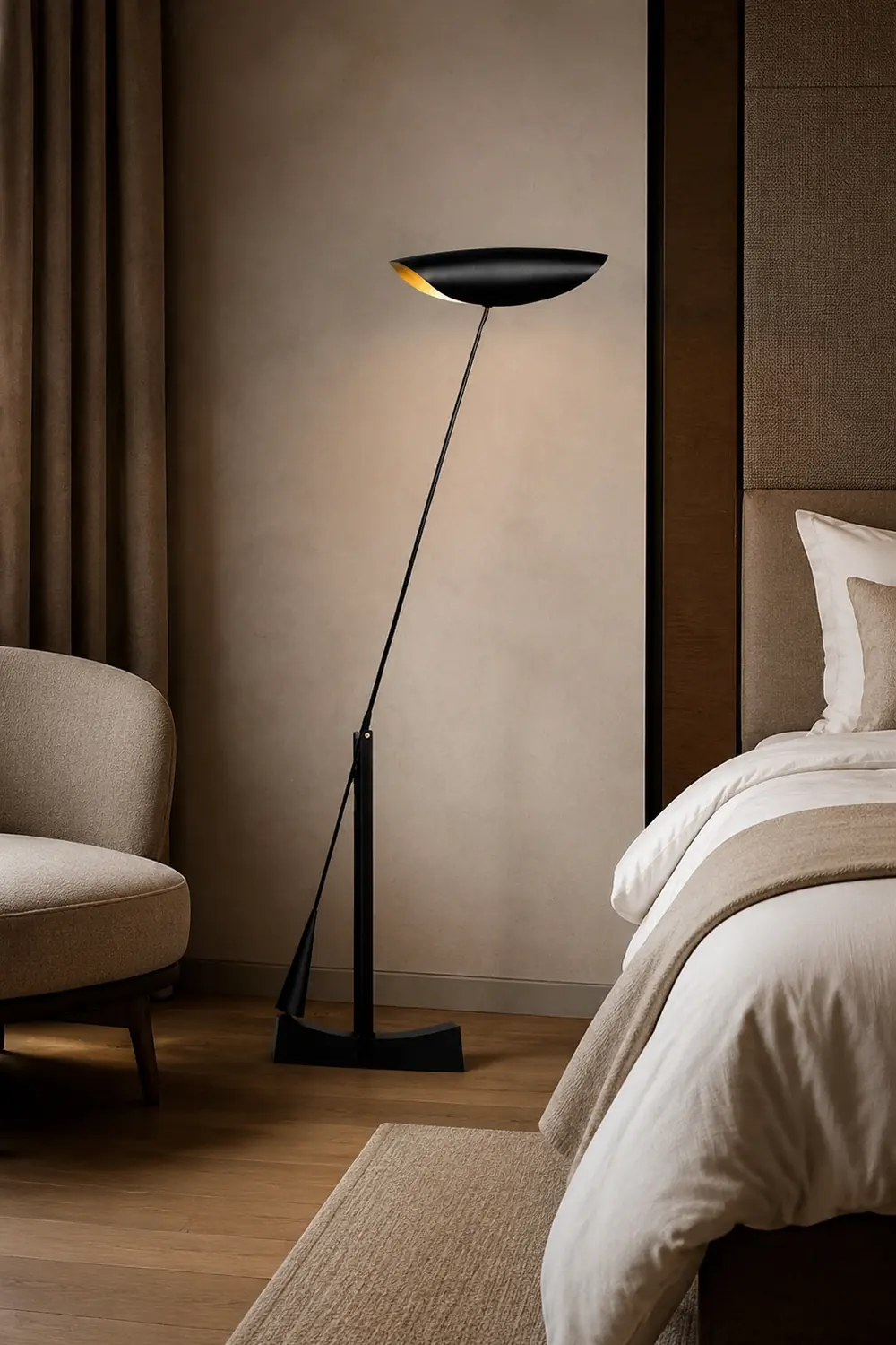 Carins Modern Bowl Linear Metal Floor Lamp,Black - Lumpaz