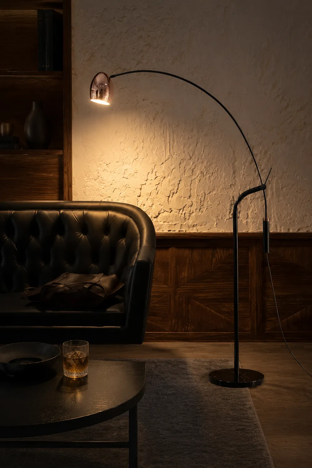 Cooley Artistic Minimalist Arc Floor Lamp, Rose Gold - Lumpaz