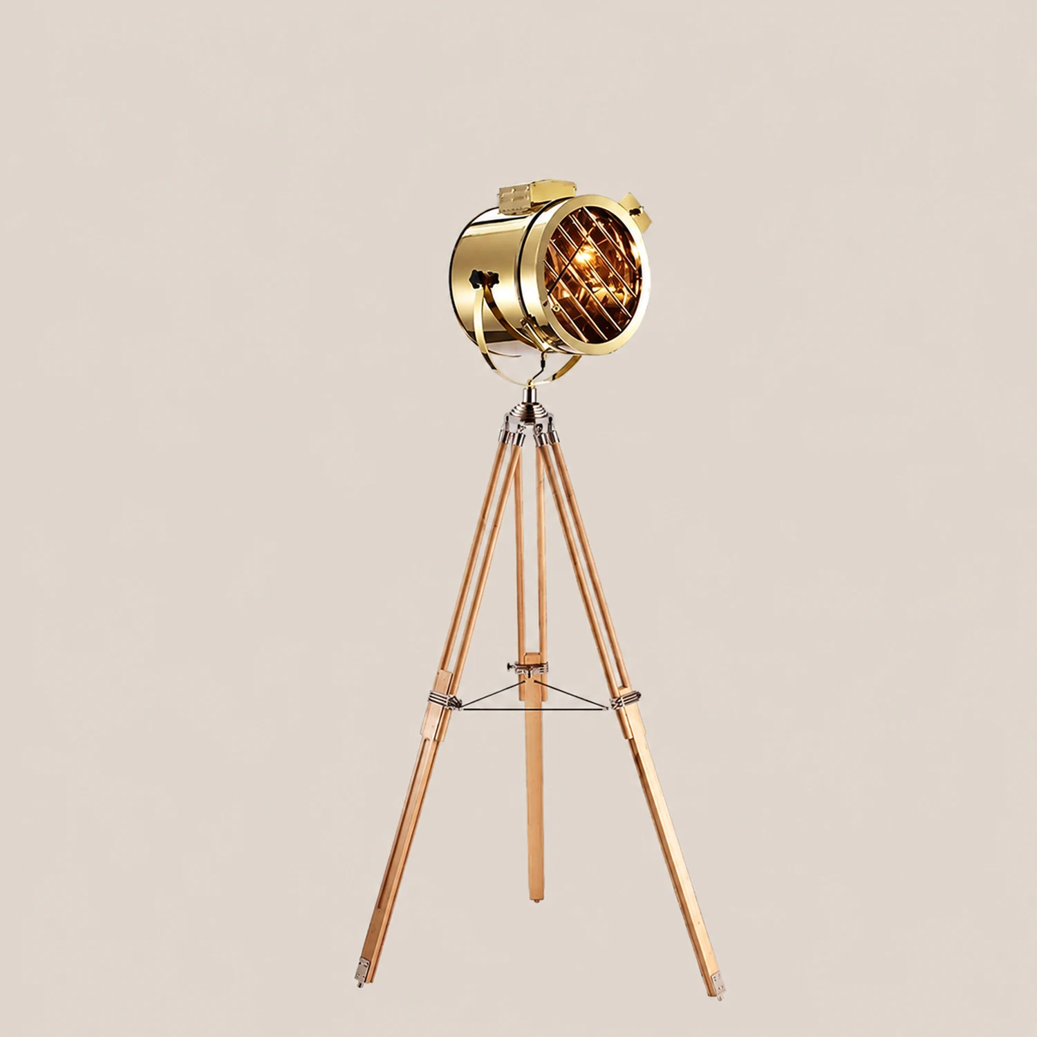 Salgado Retro Tripod Metal Floor Lamp, Silver, Bedroom/Study - Lumpaz