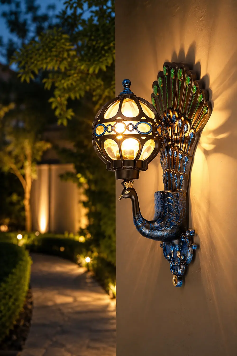 Waterproof Retro Peacocks Aluminum European Style Outdoor Wall Light - Lumpaz