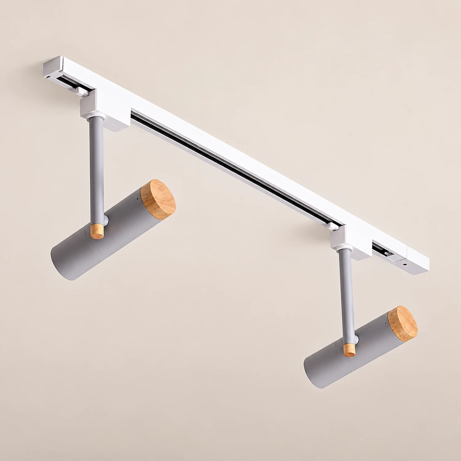 Freja Nordic Minimalist Flush Mount Spotlight with Wood Cap, Black/White/Gray - Lumpaz