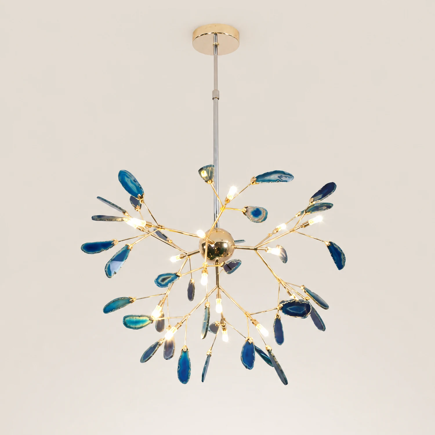 Javon Artistic Leaf Agate Pendant Light Blue/Green/Colorful Dining Room - Lumpaz