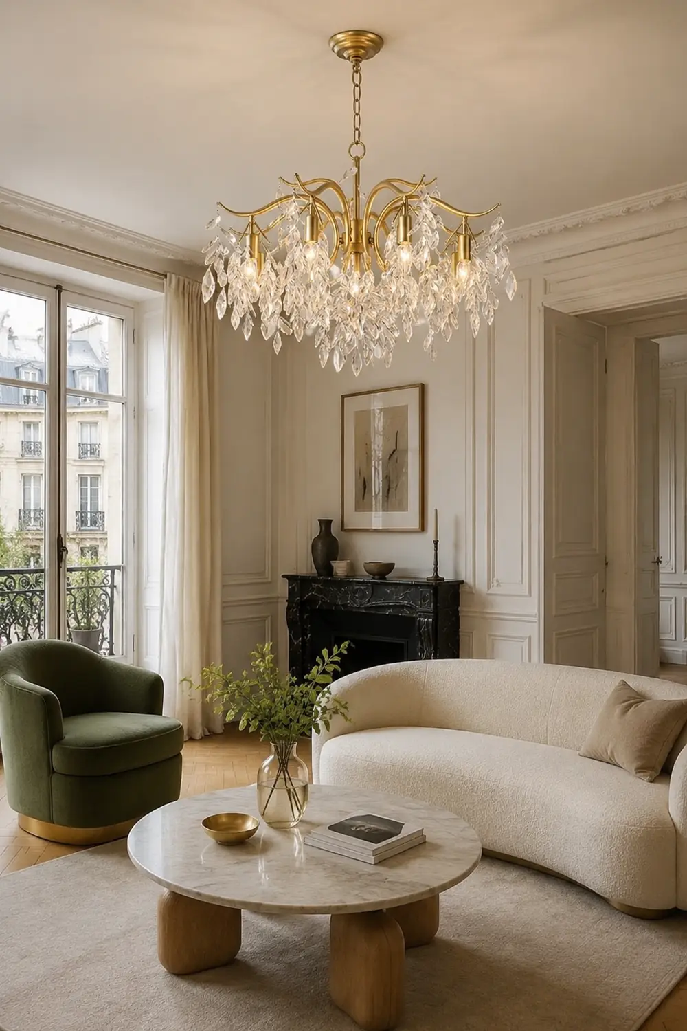 Marilyn Modern Crystal Metal Luxury Chandelier Black Gold Living Room - Lumpaz