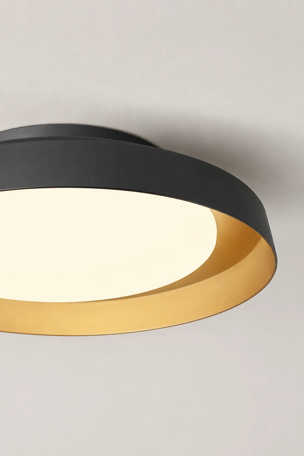 Carins Flush Mount Ceiling Light Round Retro, Metal/Acrylic, White/Black, Bedroom - Lumpaz