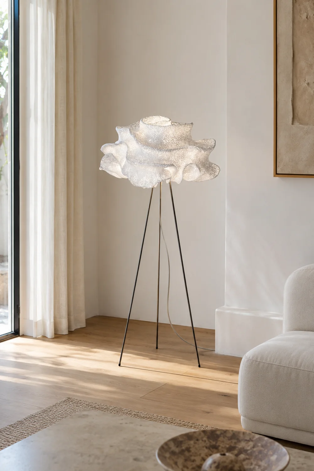 Renée Artistic Cloud Floor Lamp, White, Living Room/Bedroom - Lumpaz