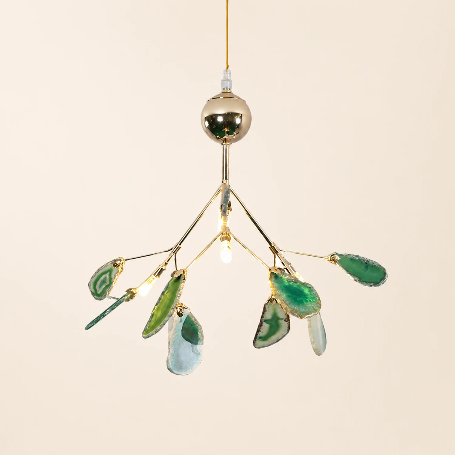 Javon Artistic Leaf Agate Pendant Light Blue/Green/Colorful Dining Room - Lumpaz