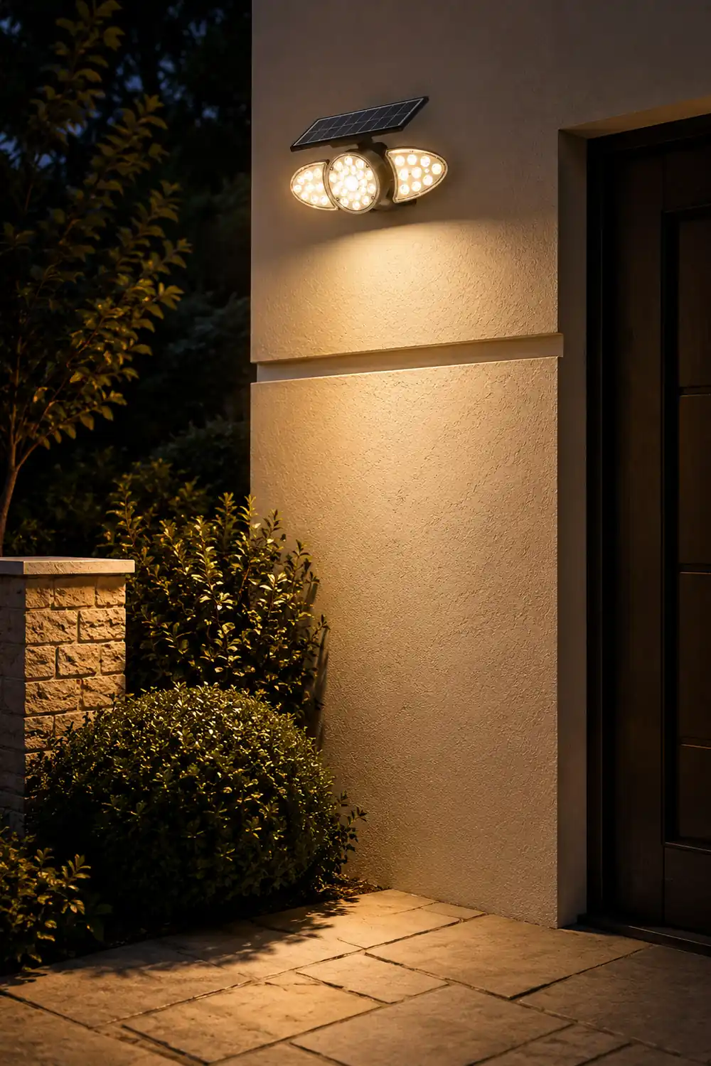Solar Motion Security Light 3-Head Wall Fixture with Motion Sensor - Lumpaz