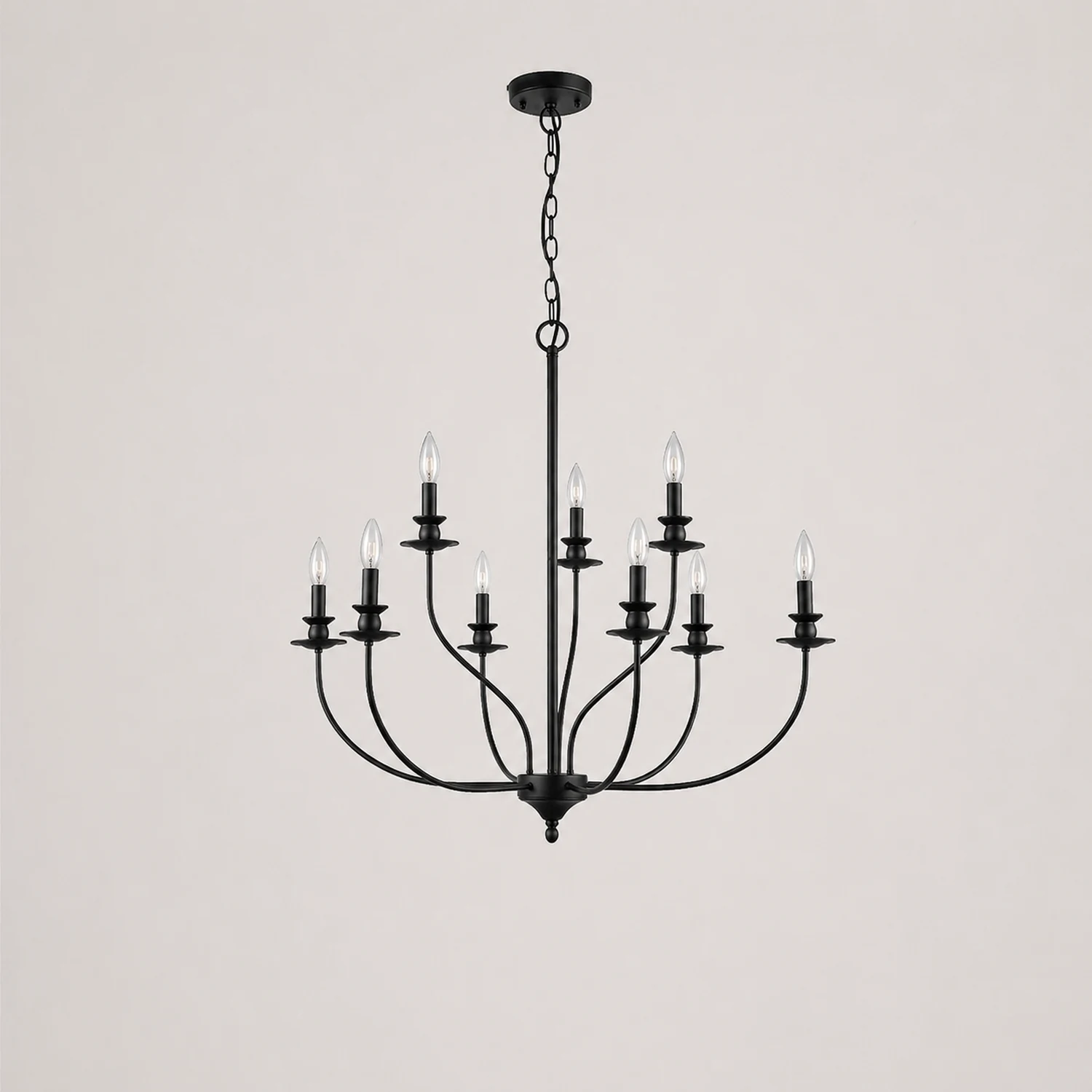 Silva Modern LED Chandelier Black Metal Bedroom Living Room - Lumpaz