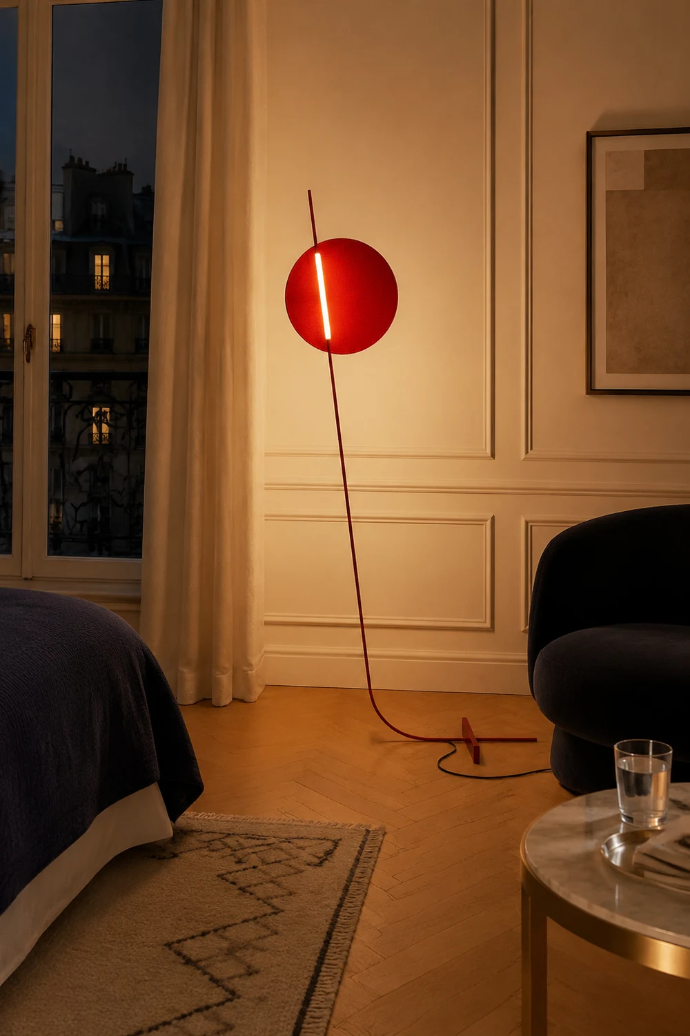 Elif Floor Lamp Blood Moon Postmodern, Metal, Red, Bedroom - Lumpaz