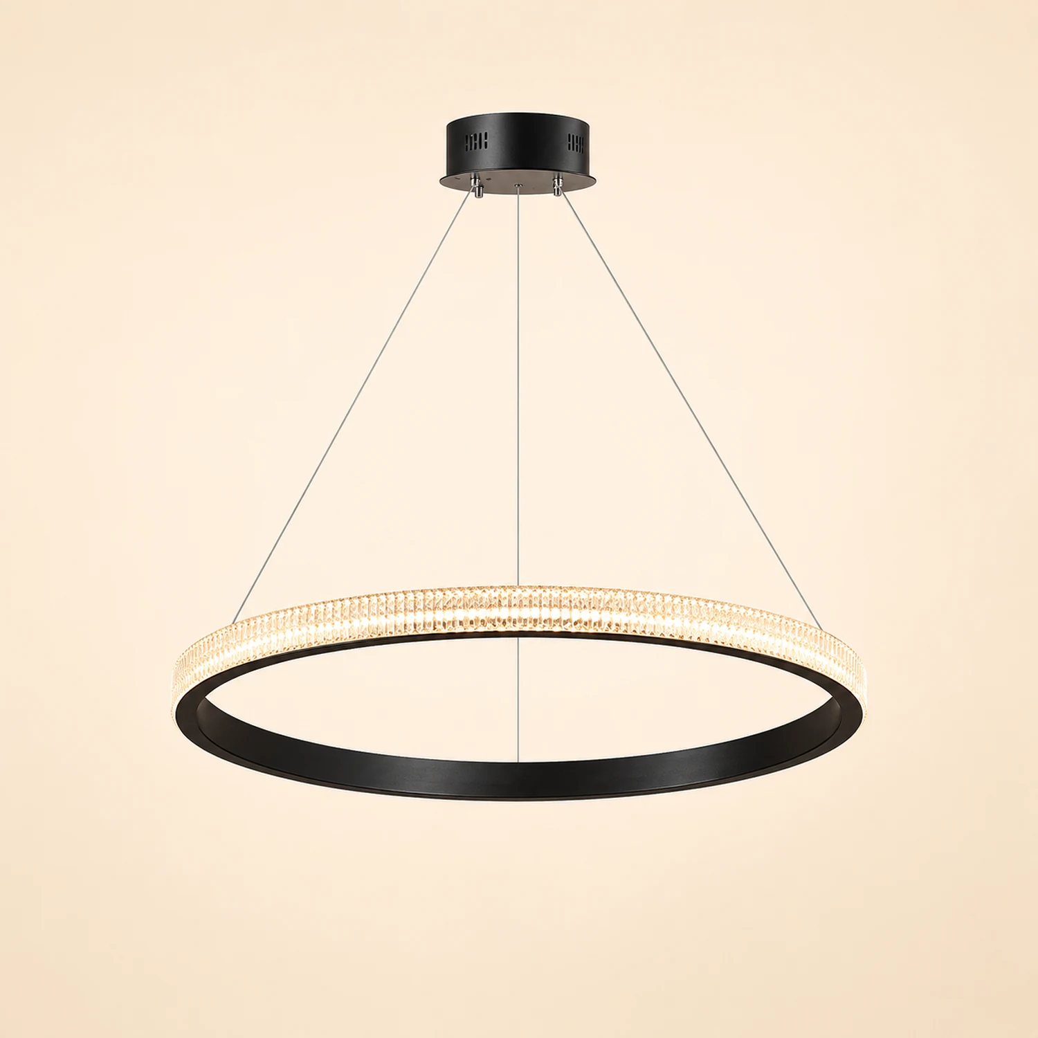 Kirsten Modern Ring Metal/Arcylic LED Pendant Light, Black/Gold - Lumpaz