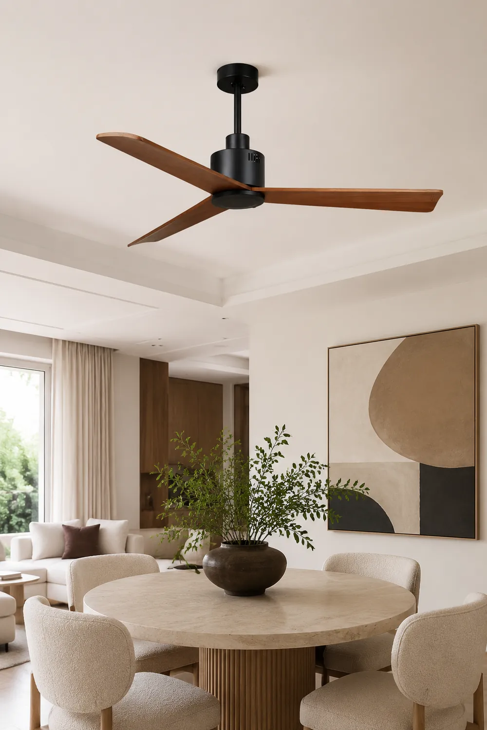 Haydn 3-Blade Modern Black DC Ceiling Fan, Summer, 52'' - Lumpaz