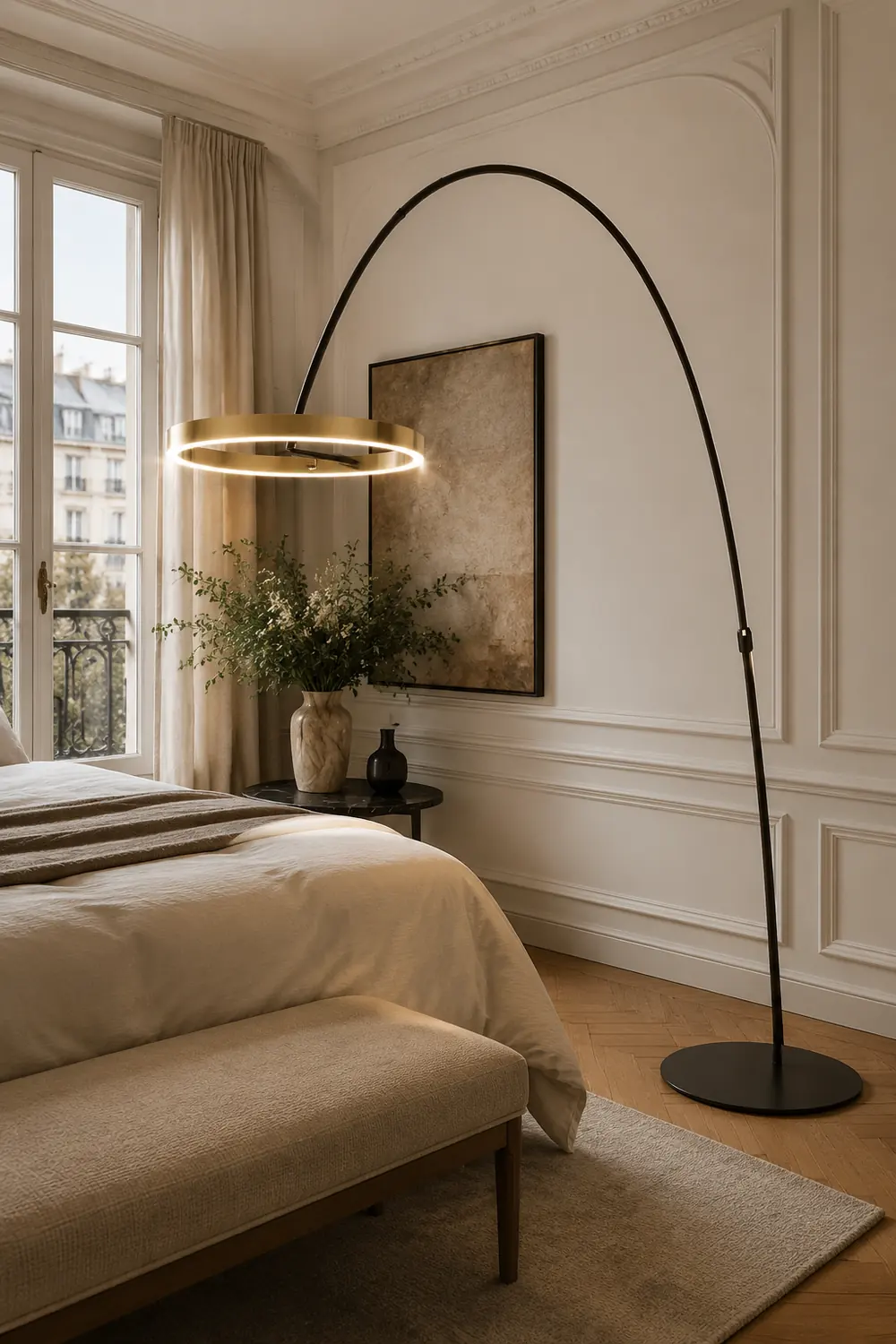 Edge Modern Ring Metal/Silicone Floor Lamp Black/Gold - Lumpaz