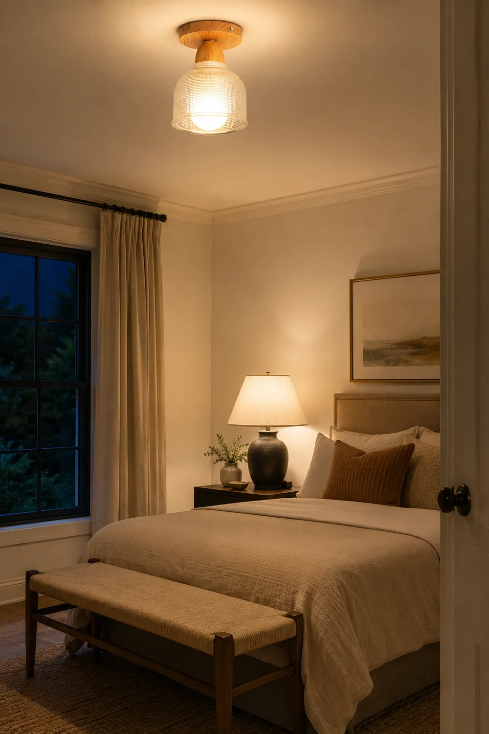 Sanna Nordic Minimalist Semi-Flush Mount Ceiling Light - Lumpaz