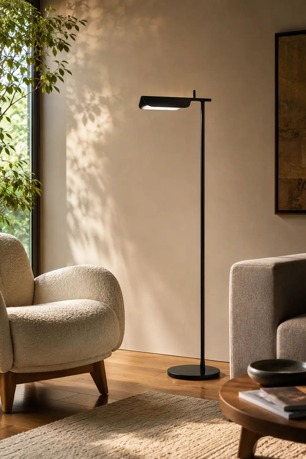 Edge Floor Lamp Right-angle Linear Minimalist, Metal, Black, Living Room - Lumpaz