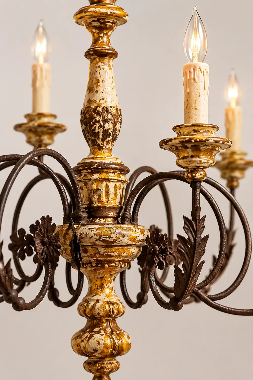 Silva Large Retro Creative Chandelier Brown Wood Metal Living Room - Lumpaz