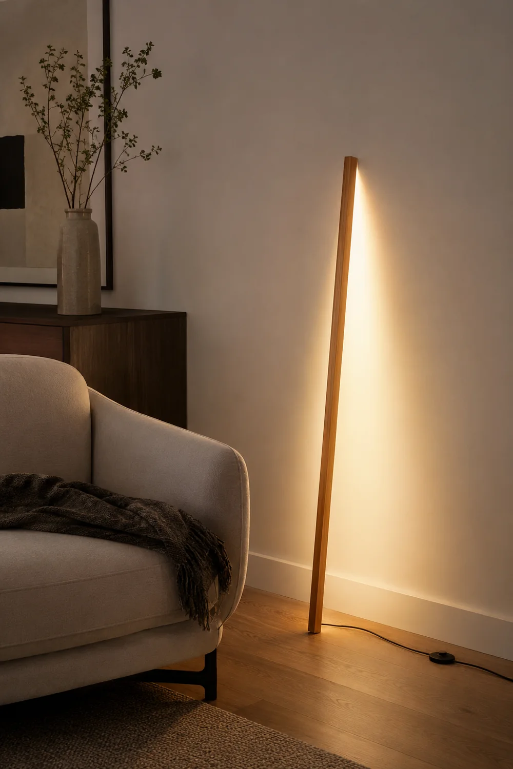 Ozawa Minimalist Linear Wooden 2 Color Floor Lamp - Lumpaz